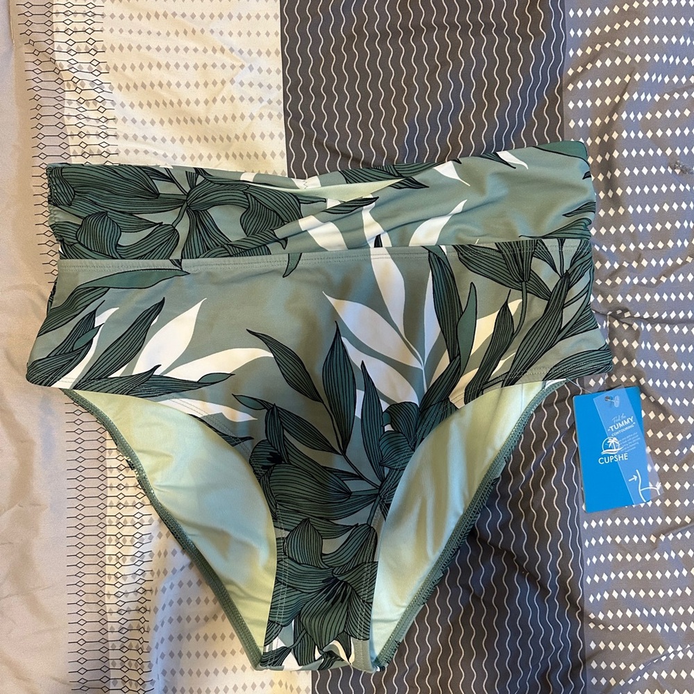 Cupshe Tropical Green Leaf Bikini Bottom